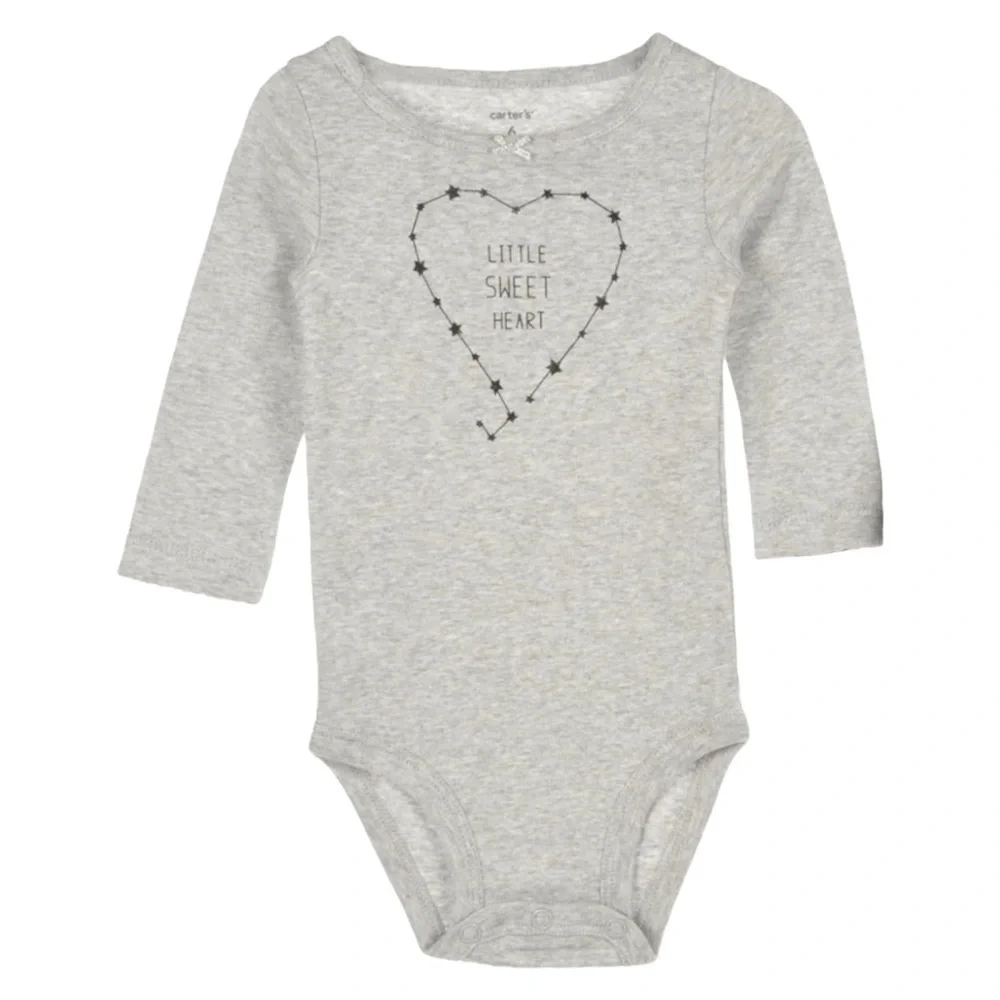 Little Sweet Heart Gray Long Sleeve Onesie